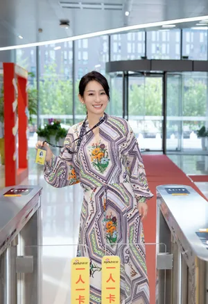 秦海璐优雅印花长裙图片