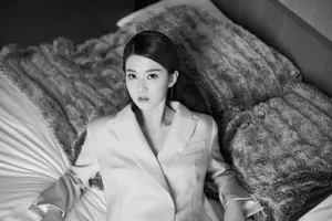 乔欣粉色真空西装柔美图片_3