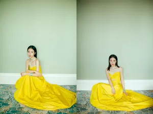 周雨彤黄色长裙明艳优雅写真图片_2