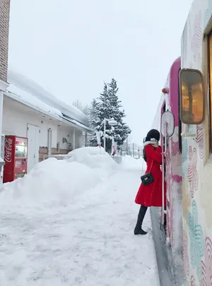 古力娜扎雪景红衣优雅图片_4