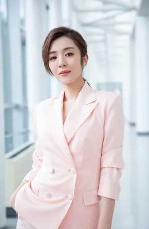 王晓晨粉色西装魅力图片