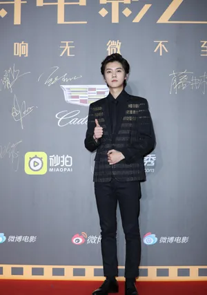 鹿晗金银丝线黑西装绅士帅气图片_3