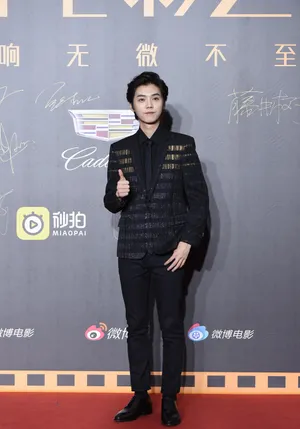 鹿晗金银丝线黑西装绅士帅气图片_4