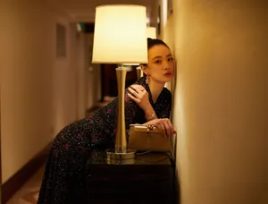 李梦复古刺绣裙优雅写真图片_7