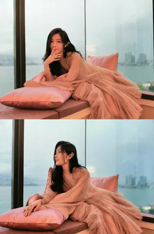 汤晶媚粉裙甜美写真图片_2