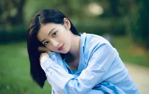 景甜清新文艺户外写真图片_6
