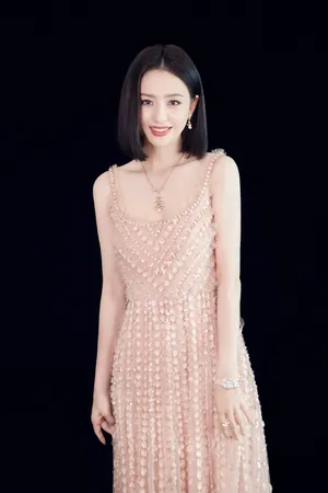 佟丽娅裸色长裙清新淡雅写真图片_3