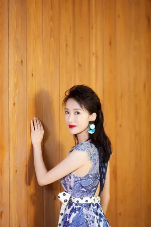 李念印花长裙优雅性感写真图片_2