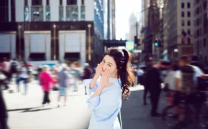 田海蓉甜美性感街拍图片