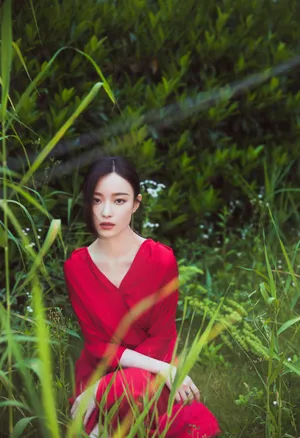 倪妮红色长裙优雅性感写真图片