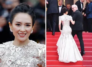 章子怡戛纳电影节性感红毯图片