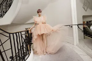 李宇春粉色蛋糕裙少女风写真图片