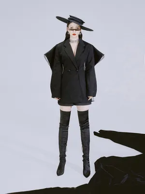 柳岩深v黑西装摩登性感写真图片_4