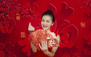 王婉娟喜庆跨年写真图片