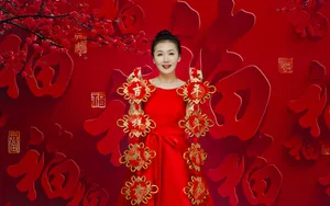 王婉娟喜庆跨年写真图片