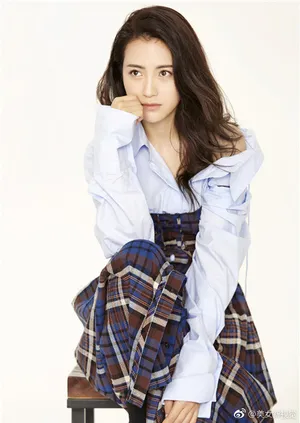 包文婧复古格纹写真图片_5