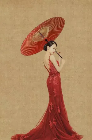朱圣祎复古典雅露背裙写真图片_2