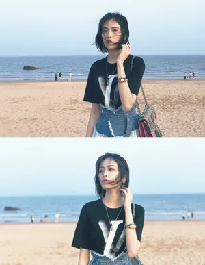 刘美彤清新户外写真图片