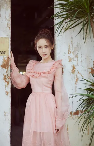 李曼粉色长裙优雅图片
