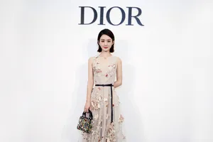 赵丽颖深V刺绣长裙礼服性感图片_2