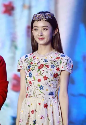 赵丽颖碎花短裙性感图片