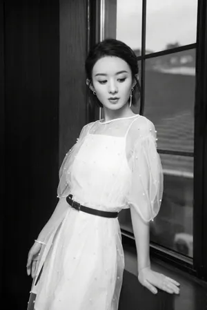 赵丽颖红唇白纱裙超美写真高清图片