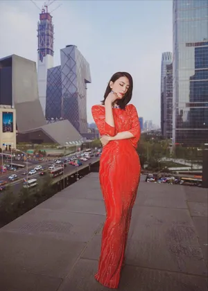 国名女神高圆圆露背礼服街拍图片