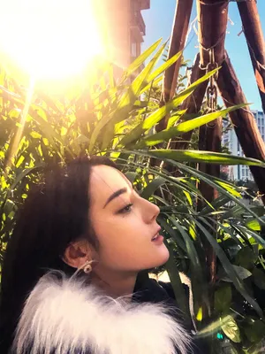 迪丽热巴超美侧脸自拍图片