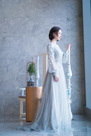 舒畅蓝纱裙娴雅温婉写真图片_4