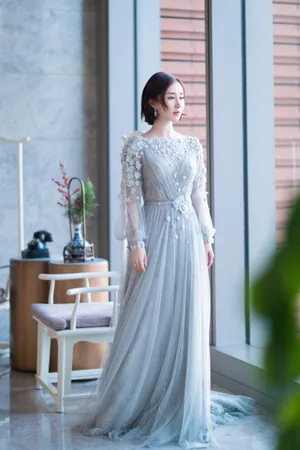 舒畅蓝纱裙娴雅温婉写真图片_5