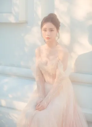 沈梦辰深V纱裙朦胧性感诱惑写真图片_3