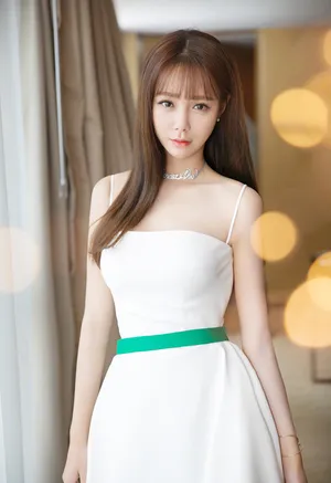 沈梦辰性感抹胸长裙唯美清纯写真图片_3