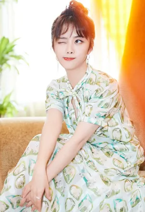 谭松韵印花长裙优雅俏皮写真图片_2