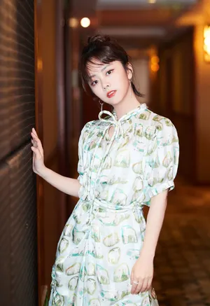 谭松韵印花长裙优雅俏皮写真图片_4