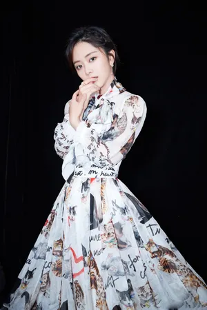 谭松韵优雅迷人印花长裙写真高清图片_1