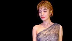 吴昕单肩薄纱裙优雅性感写真_4
