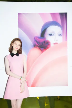 陈瑶粉色长裙活动现场性感写真图片