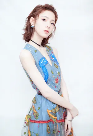 陈瑶刺绣连衣裙性感光影写真图片