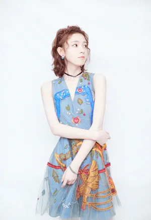 陈瑶刺绣连衣裙性感光影写真图片_1
