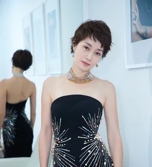 马伊琍黑色抹胸长裙性感优雅写真图片_3