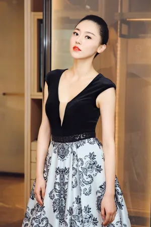 黄梦莹性感深v礼服活动照图片
