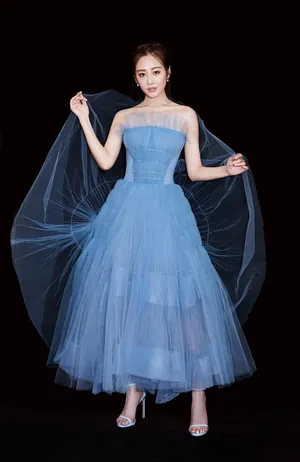 李纯清新灵动蓝色纱裙唯美写真图片_5