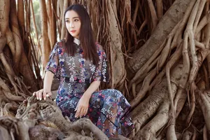 杜若溪半透明蕾丝长裙性感写真图片_1