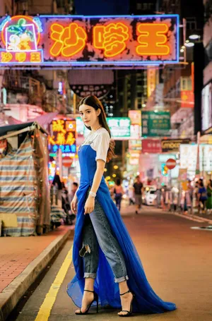 孟子义夜晚街头唯美时尚写真图片_3