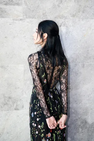 代斯中国风黑色长裙礼服性感图片_5