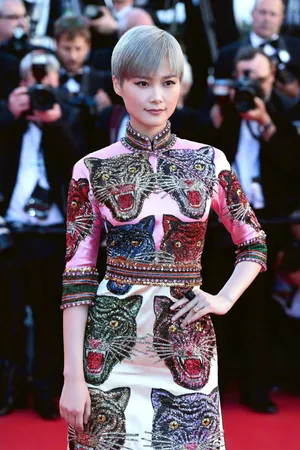 李宇春戛纳红毯节拼接式长裙图片_7