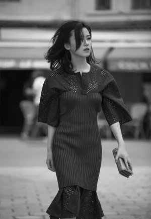 杨子珊黑白写真图片：优雅高贵_6