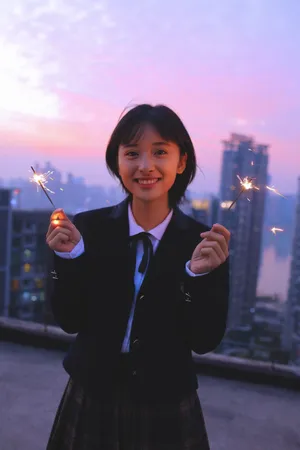 沈月唯美夜景烟花图片_8
