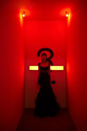 蓝盈莹炫酷红色杂志时尚大片写真图片_4