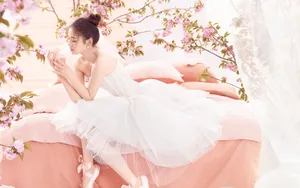 清新唯美林允桃花图_3